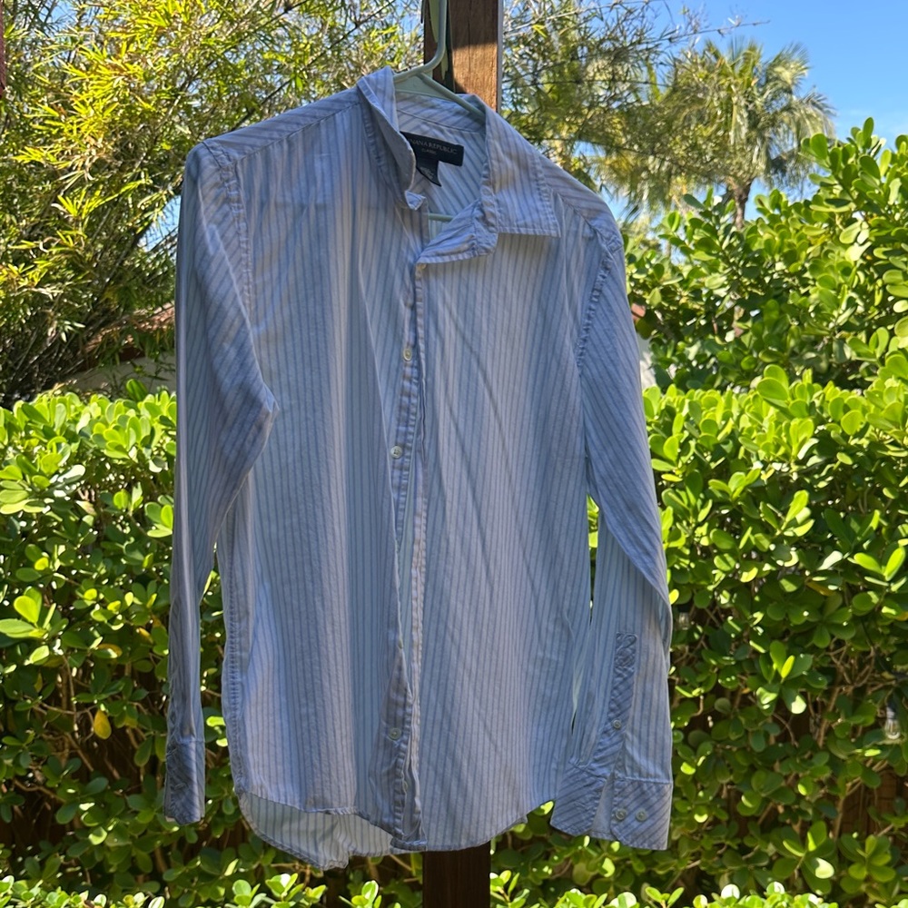 Banana Republic Light Blue Striped Shirt